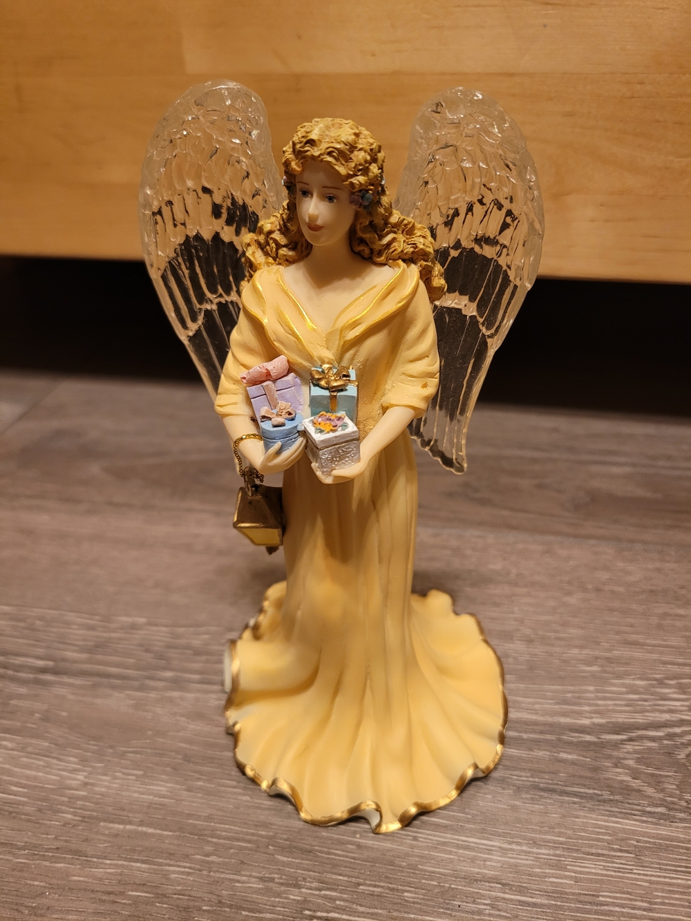 Thomas Kinkade Yellow Angel Figurine with Clear Wings